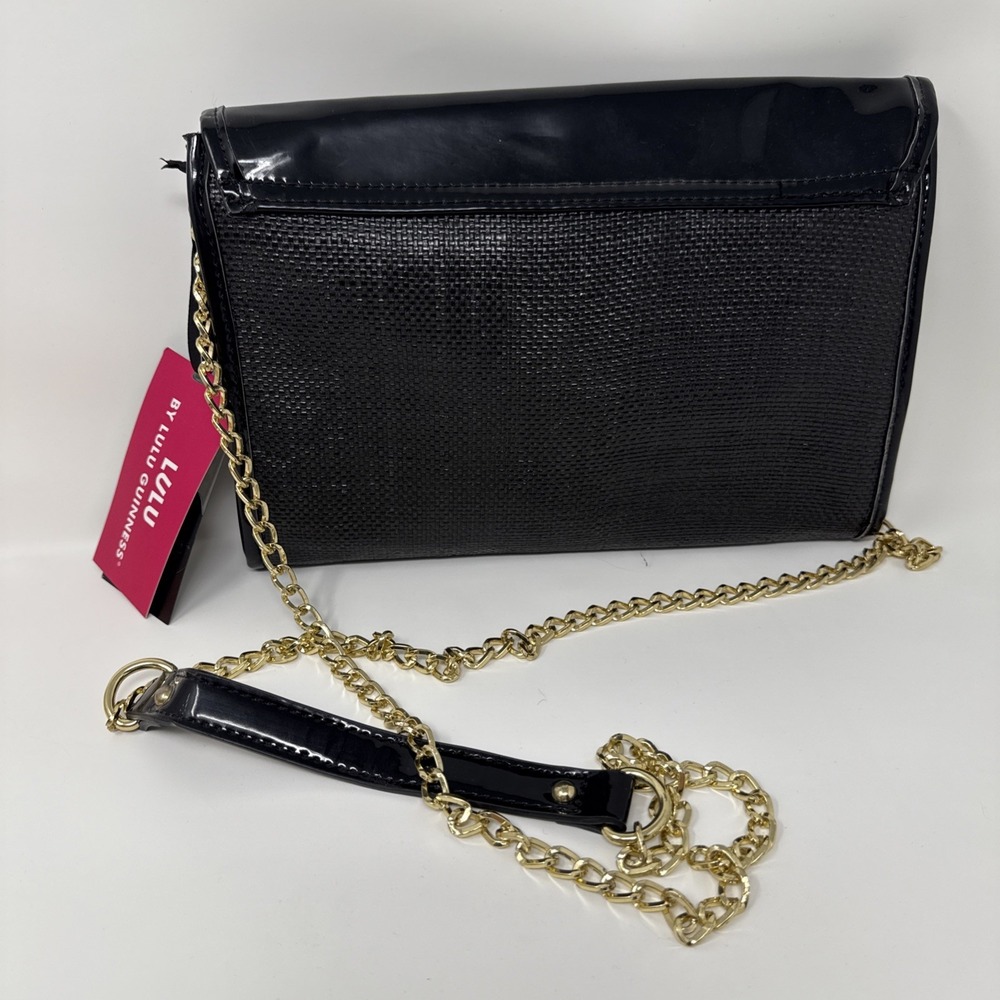 Lulu Guinness Handbag Loves Me Loves Me Not Oversized Clutch Black Daisy's NWT - Picture 5 of 9